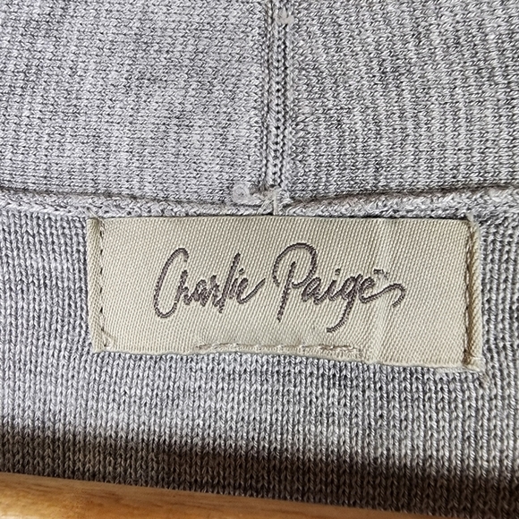 Charlie Paige Long Open Cardigan Pouch Pocket Light Gray No Size Measures Medium - Picture 2 of 13